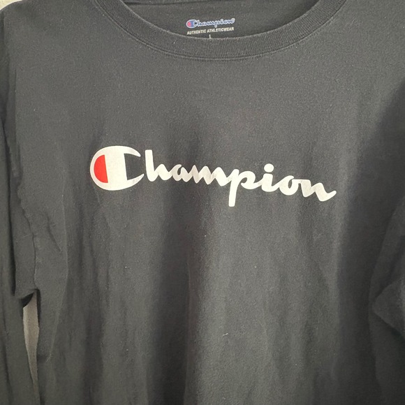 Champion Authentic Athleticwear Long Sleeve T Shirt Black Mens Size L - Picture 2 of 6